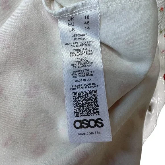 Asos mixed pattern floral orange white loose fit dress size 14 - Picture 6 of 7